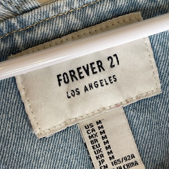 Forever 21 Denim Overall Mini Skirt Bleached M - Picture 14 of 17